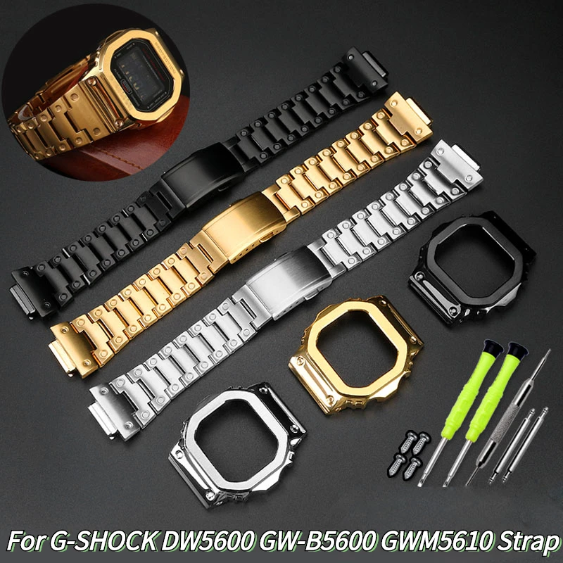 Новый модифицированный ремешок для наручных часов для Casio G-SHOCK DW5600 GW-B5600 GWM5610, металлический Безель из нержавеющей стали для часов, ремешок, инструмент для ремонта