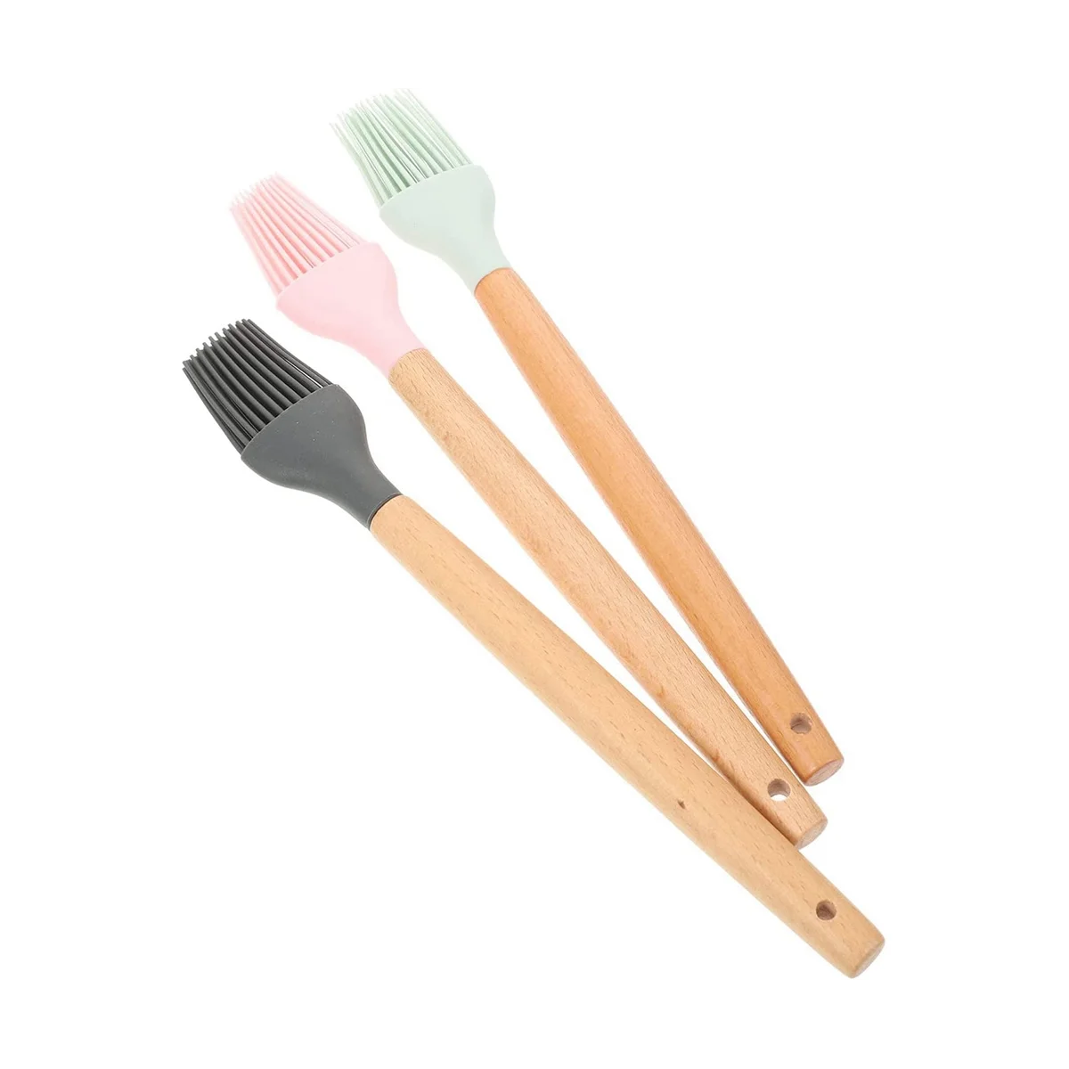 

3Pcs Silicone Basting Brush Wooden Handle Silicone Brush Oil BBQ Brush Heat Resistant Greased Sauce Marinade Brush