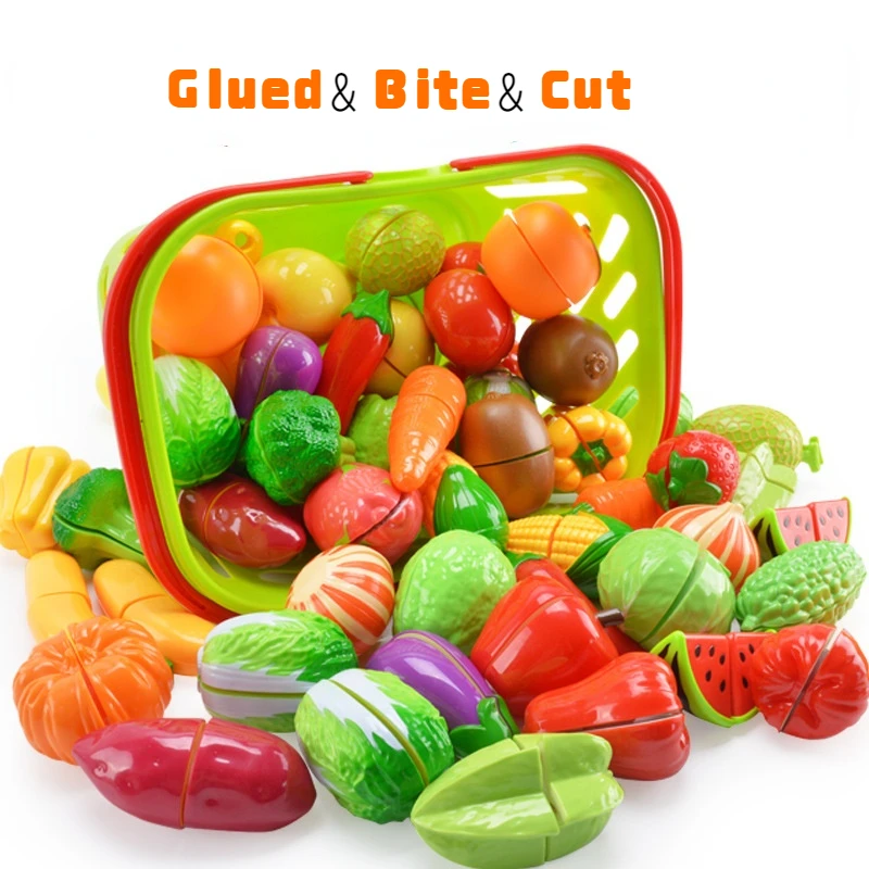 Cutting Fruits Vegetables Play Kids Kitchen DIY Cake Toy Cutting Fruit Vegetable Food Pretend Playset Kids Educational Toys