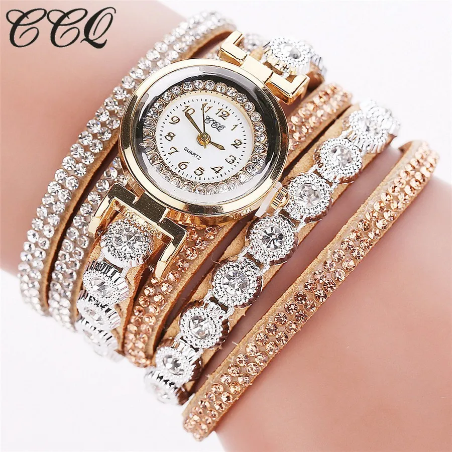 

New Fashion Women Circle Winding Bracelet Watch For Women Leather Quartz Dress Watches Ladies Wristwatches Relogios Feminino Hot