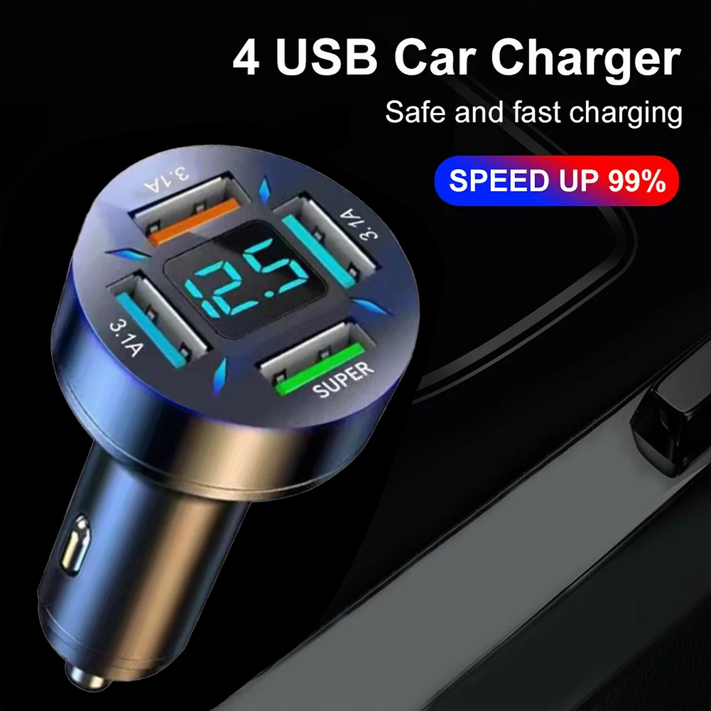 

Автомобильное зарядное устройство с 4 USB-портами, 12-24 В, 66 Вт