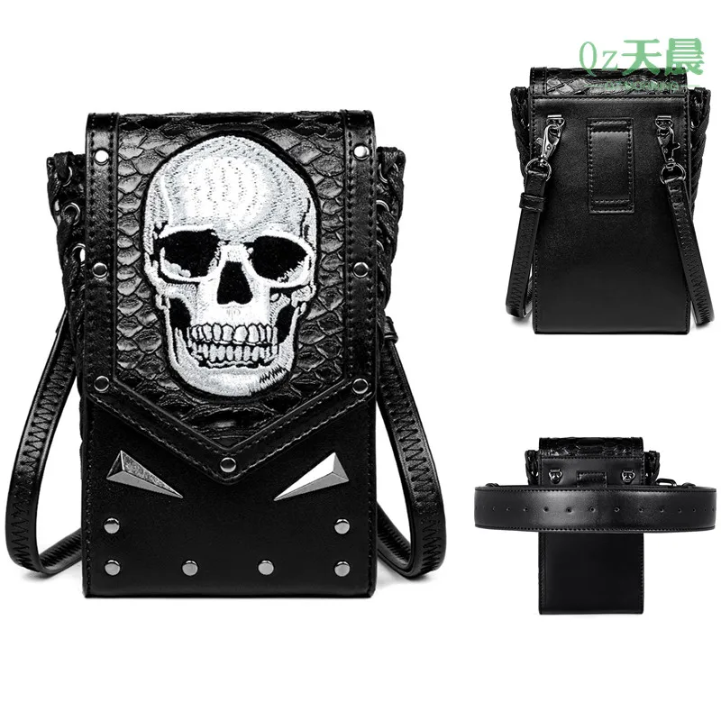 

Модная миниатюрная сумка-кошелек с рисунком черепа, сумки через плечо, мужская сумка через плечо, женская кожаная поясная сумка, забавная сумка