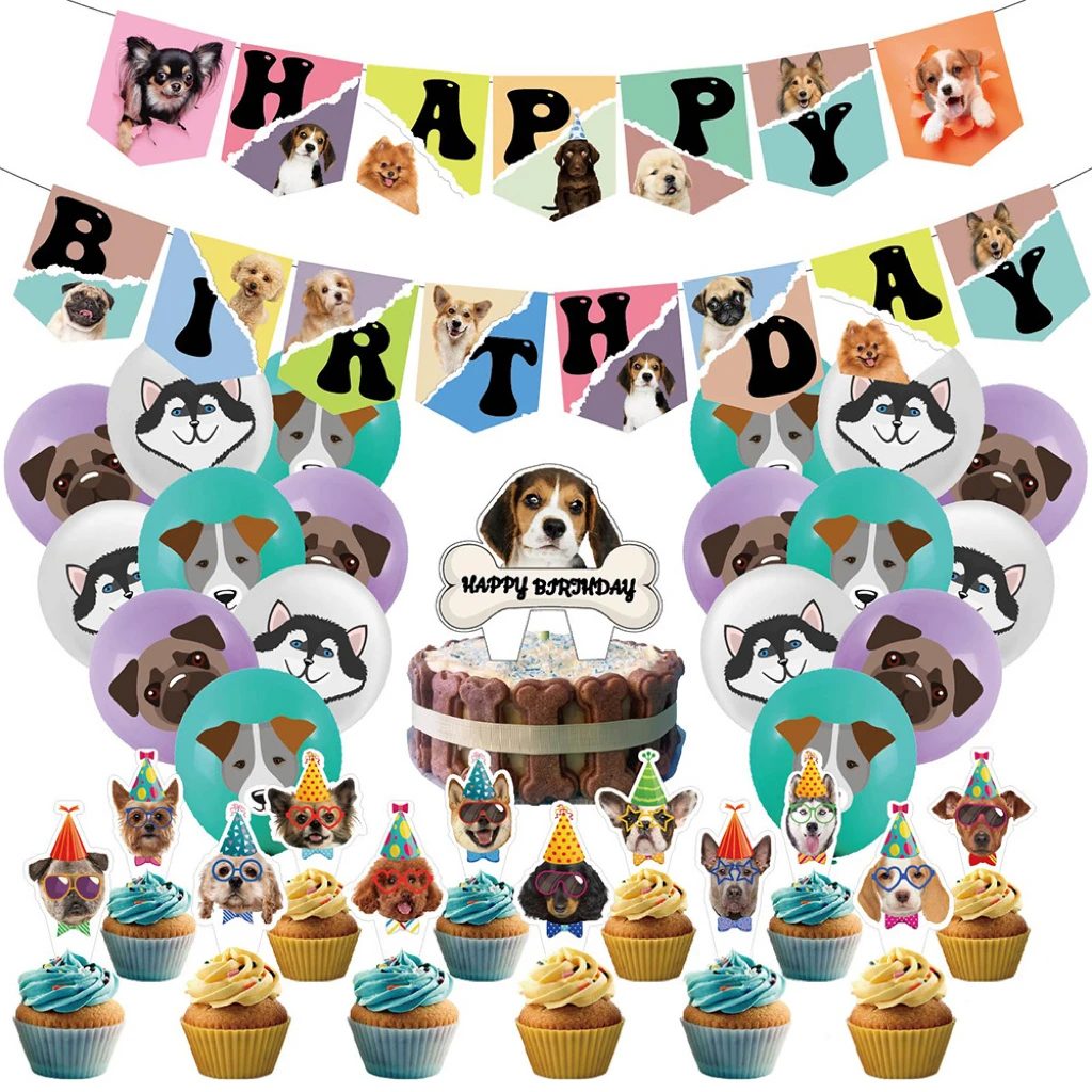 

Фиолетовый зеленый латексный воздушный шар SURSURPIRSE в тематике домашних животных, баннер для собаки, Топпер для торта на день усыновления, тов...