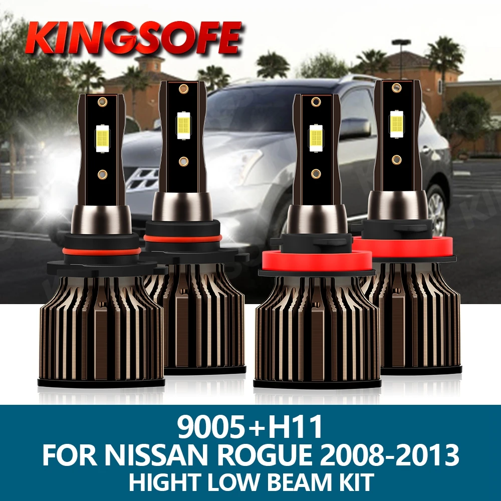 

4X LED Headlight Hight Low Beam Bulbs Kit H11 HB3 9005 20000Lm 100W CSP Chips 6500K White Car Light For Nissan Rogue 2008-2013