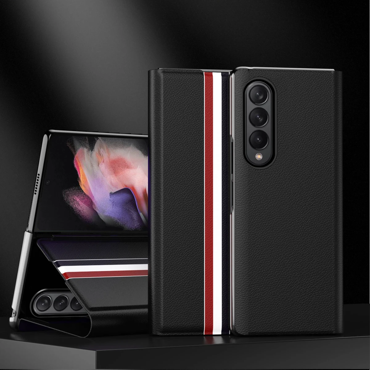 

Full Protection Leather Card Holder Case for Samsung Galaxy Z Fold 3 Fold3 5G Fold 2 Fold2 Anti-Knock Kickstand Cover Shockproof