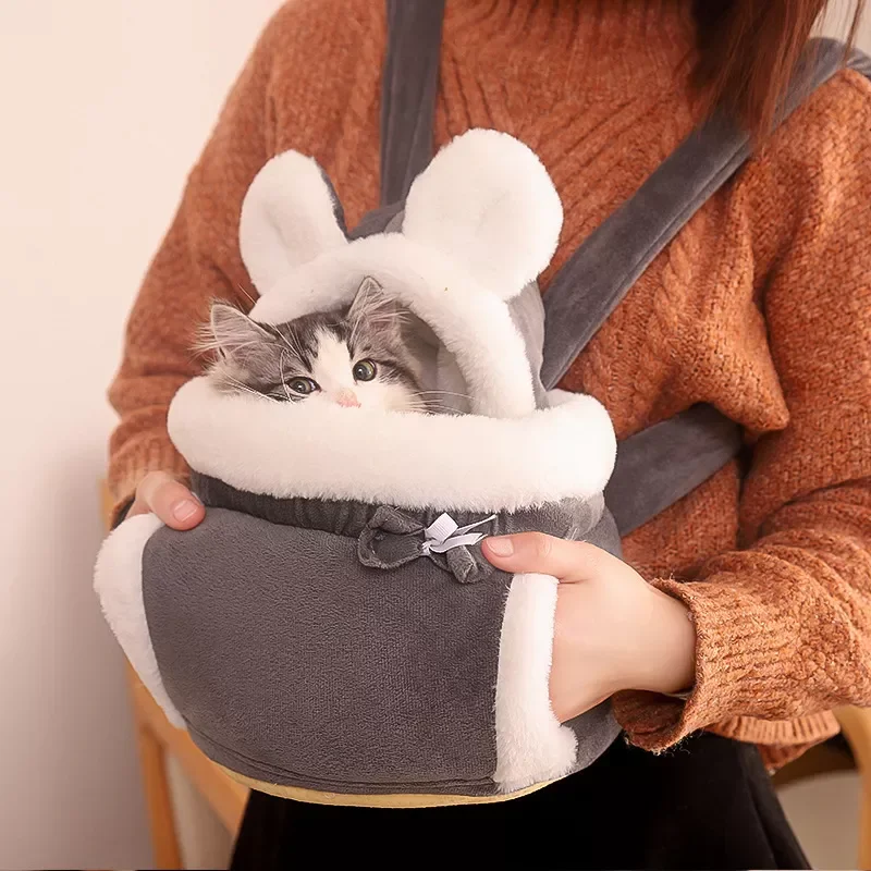 

2023 Cat Carrier Backpack Winter Warm Small Pet Carring Bags Soft Plush Pets Cage for Outdoor Travel Pet Hanging Chest Bags 6kga