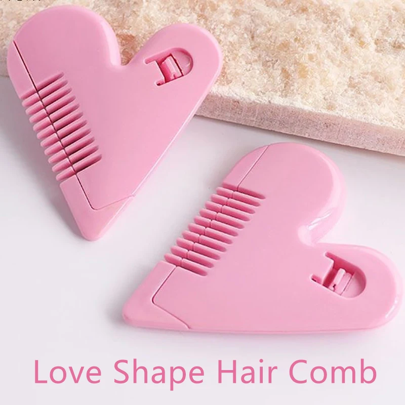

Pink Mini Hair Trimmer Love Heart Shape Hair Cutting Comb Body Bikini Hair Removal Pubic Hair Brushes With Blades Trimming Tools