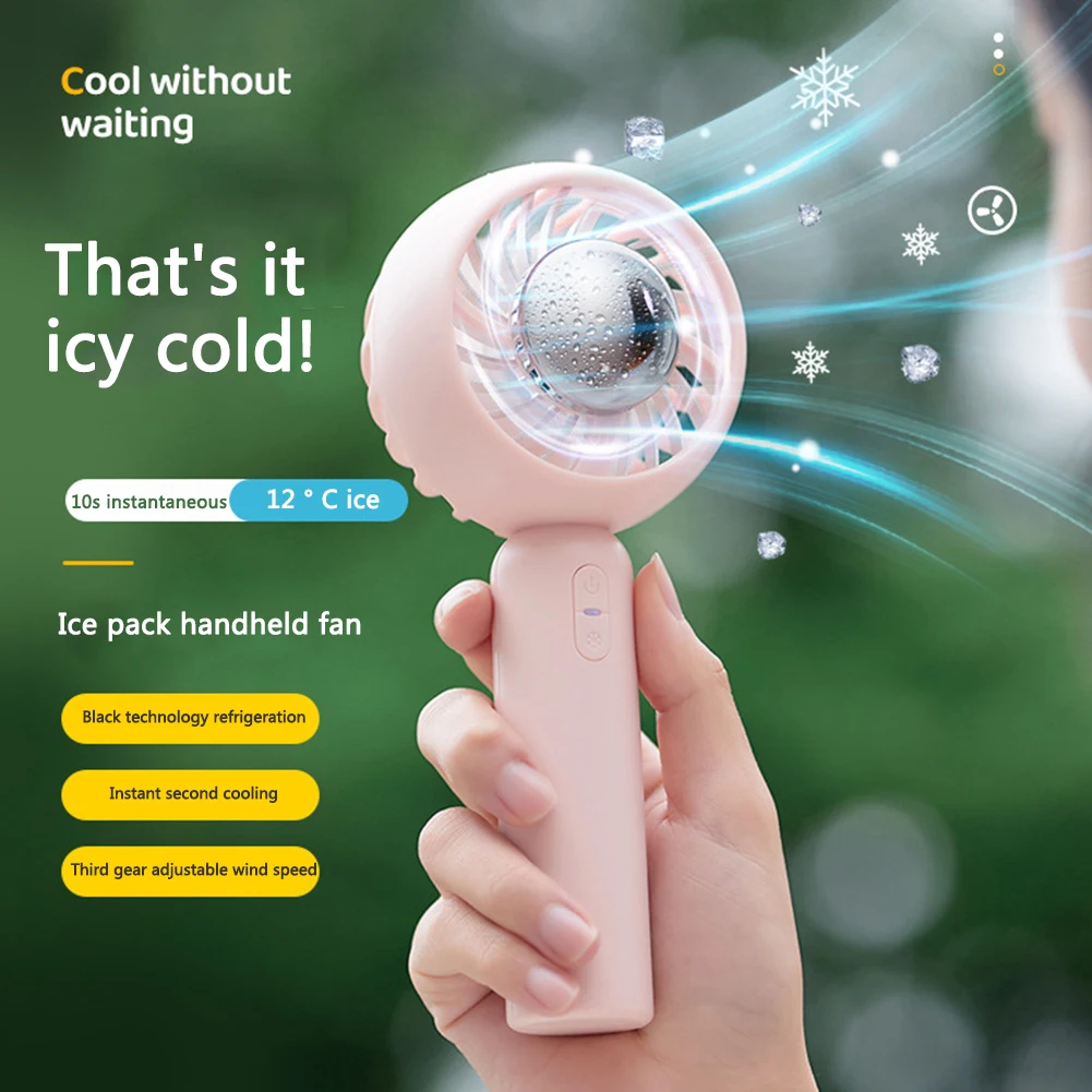 

Portable Mini Ice Compression Handheld Fan Semiconductor Controller Refrigeration Cooling 2000mAh USB Rechargeable Electric Fan