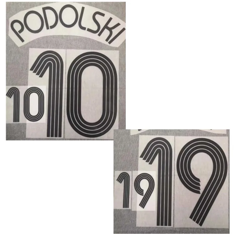 

Super A Retro 2010 PODOLski Customize different soccer number font print, Hot stamping patches badges