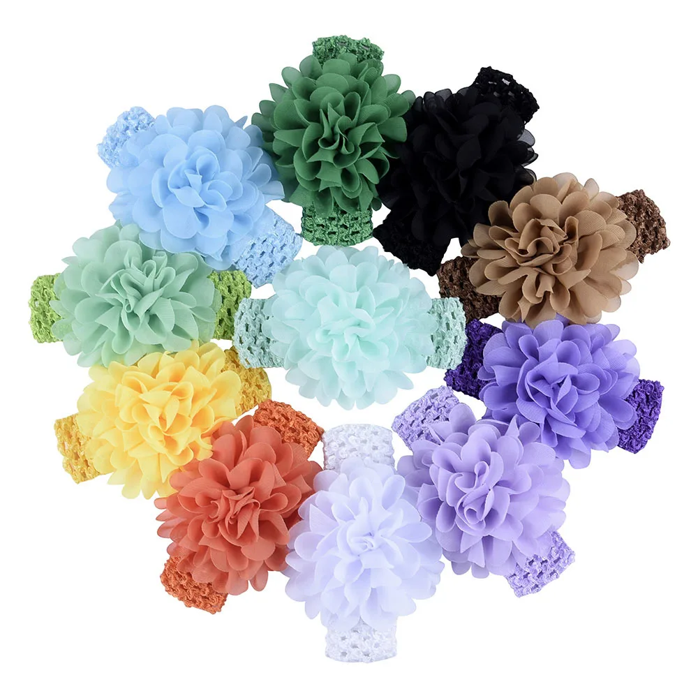 

Kids Accessories Headwear Fashion Chiffon Mesh Floral Headband Cute Baby Hairband Hair Accessories Solid Color