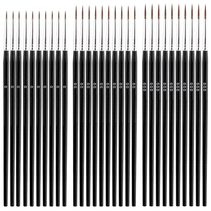 60 шт. кисти для рисования с тонким кончиком 3 размера 0 00 000