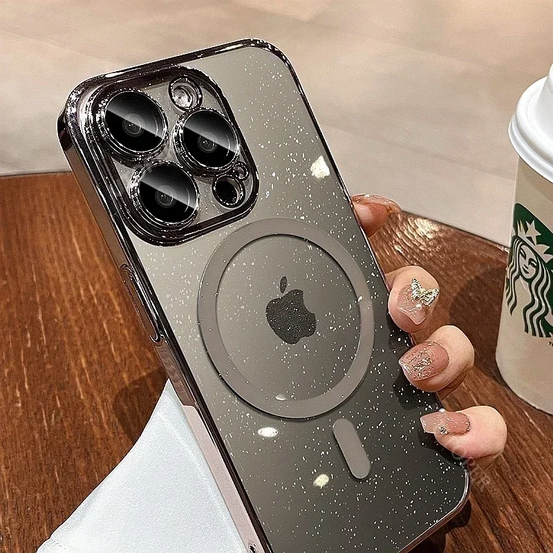 Новый Модный Блестящий Магнитный чехол Magsafe для iPhone 15 14 13 12 11 Pro Max Plus Жесткий
