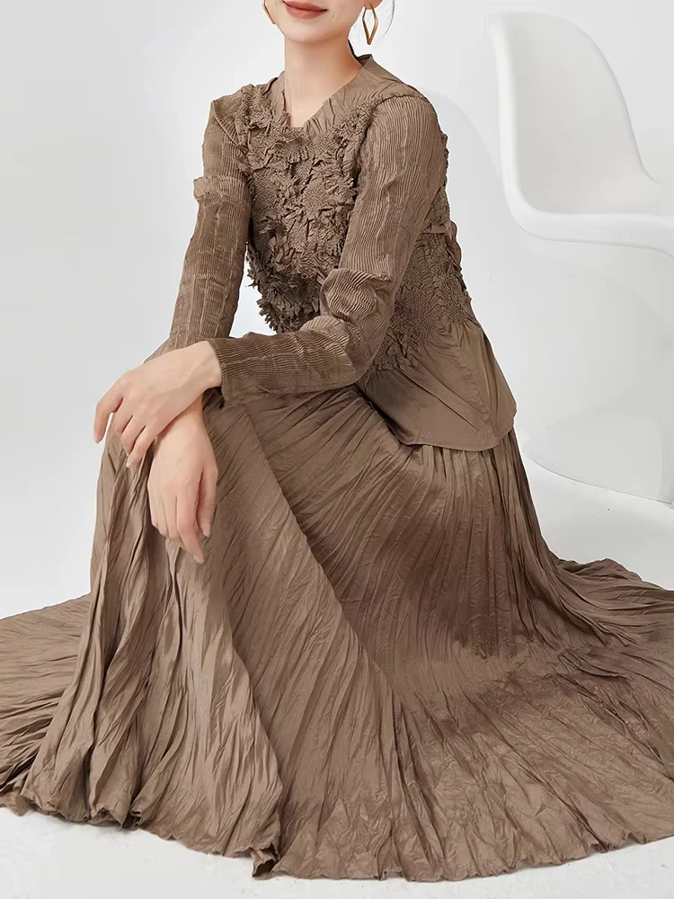 EGRM Miyake Плиссированный комплект из 2 предметов Нишевый дизайн Женские топы с