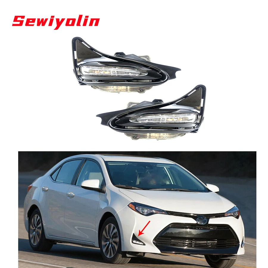 

Car Products Fog Lights Led Lamp For Toyota 2017- 2019 Toyota Corolla L LE XLE Daytime Running Lamps Fog Lights KIT