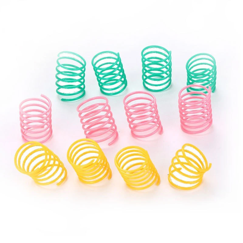 

Hot Sale Cat Spring Toy Plastic Colorful Coil Spiral Springs Pet Action Wide Durable Interactive Toys Color Random