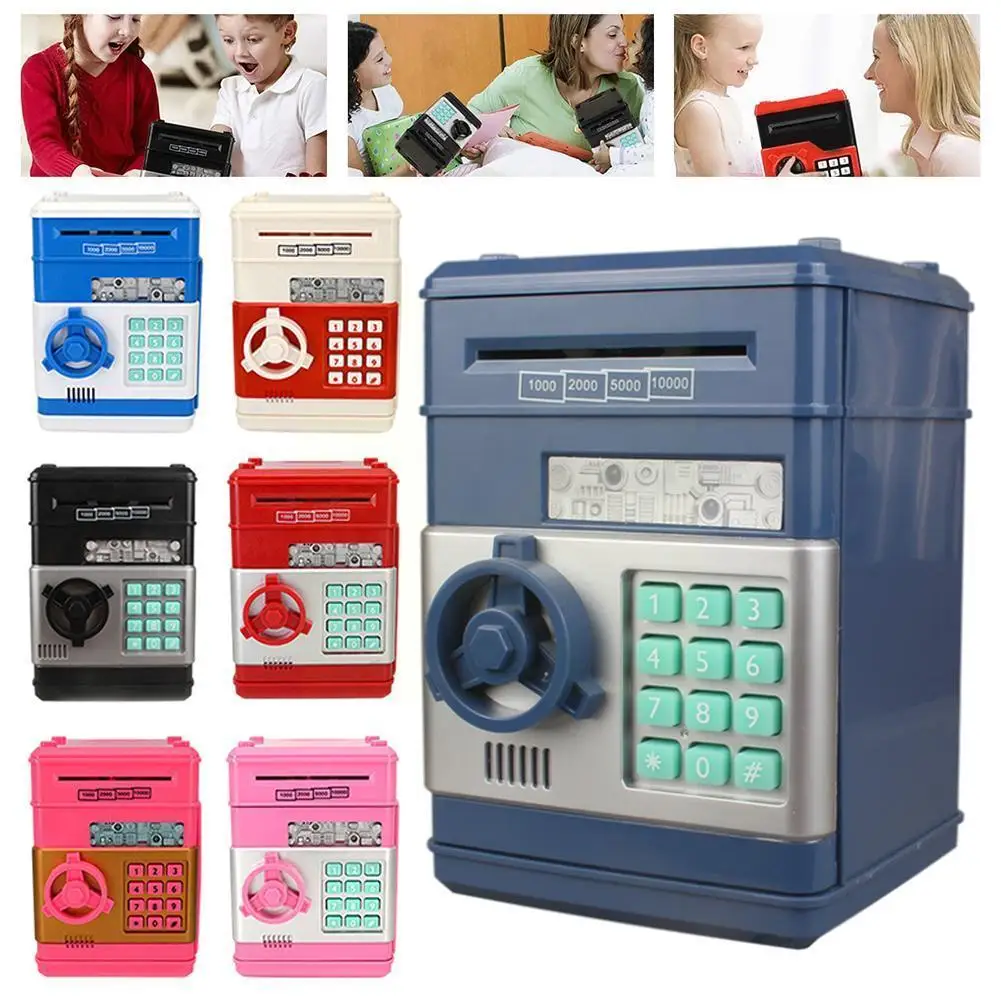 

Electronic Piggy Bank Password Money Box Cash Coins Kids Saving Bank Xmas Machine Deposit Box Box Safe Automatic Gift S4b5