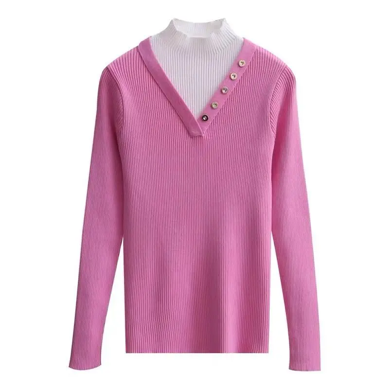 Модные облегающие вязаные Джемперы на пуговицах женская одежда осень и зиму