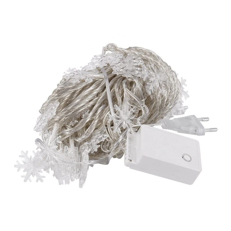 

Рождественская светодиодная гирлянда в виде снежинки, 220 В, 10 м, 60 Светодиодный, подвесная светильник рлянда с вилкой европейского стандарта