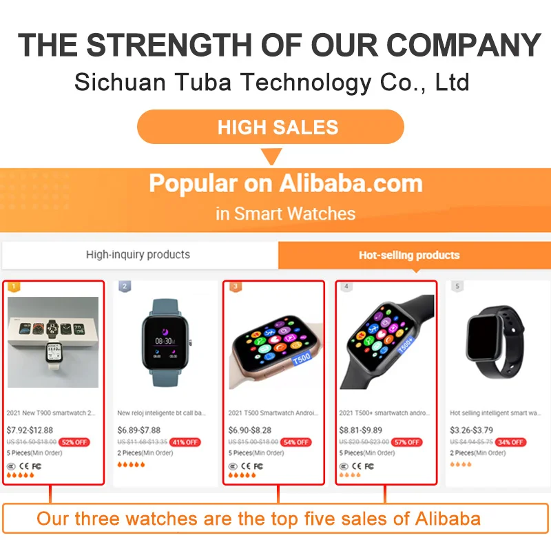 Smartwatch New Arrivals 2021 2022 Reloj Intezuididntes Band t 500 i Iwo Series 5 6 Plus Pro Monitor with Play Smart Watch T500 |