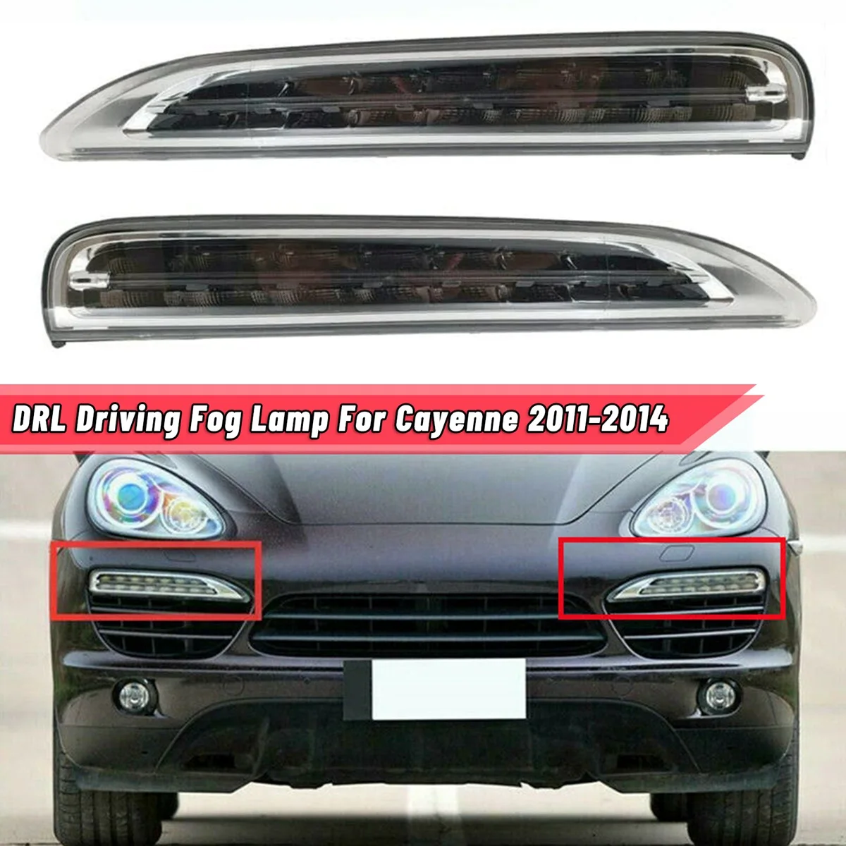 

Car Front Bumper Daytime Running Light Day Light LED DRL Driving Fog Lamp for-Porsche Cayenne 2011 95863118100