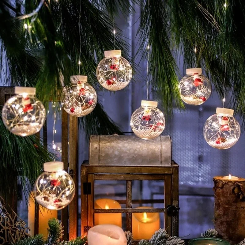 

New LED Curtain String Light Ball Santa Claus Christmas Tree Decoration New Year 2022 Christmas Decortions for Home Xmas Navidad