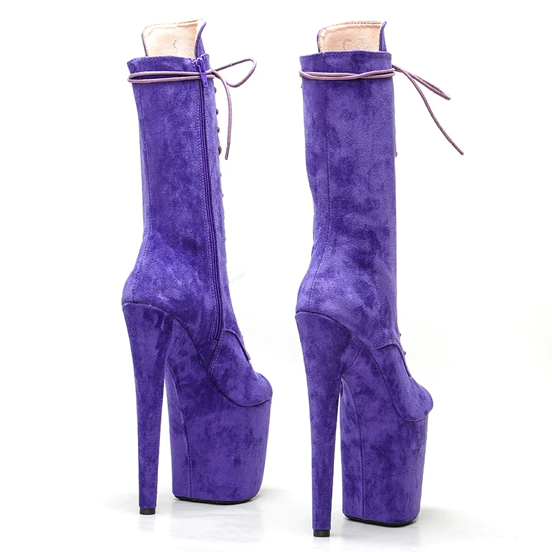 Leecabe  20CM/8inches Suede Upper open toe Pole dancing shoes High Heel Pole Dance boots