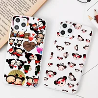 yndfcnb cute cartoon pucca garu phone case for iphone 11 12 13 mini pro xs max 8 7 6 6s plus x xr solid candy color case