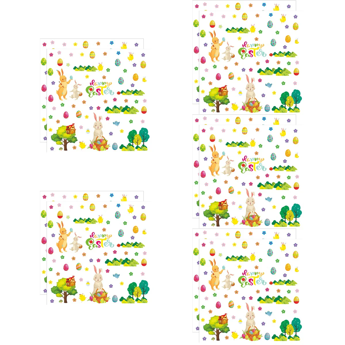 

5 Sets of Easter Rabbit Wall Stickers Decorative Bunny Decals PVC Wall Decals