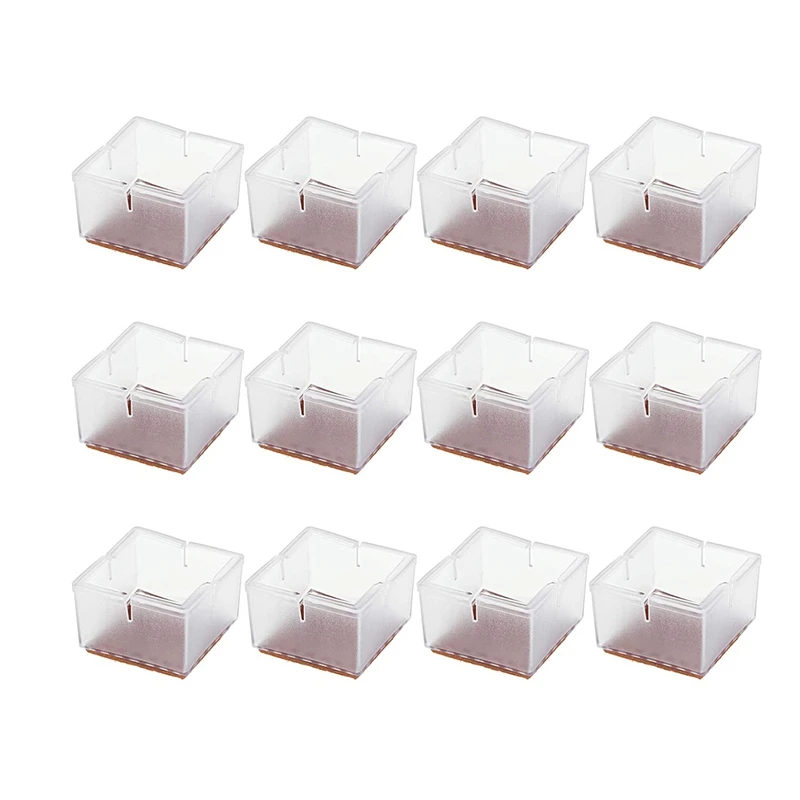 

12 Pcs Silicone Protection Covers Prevents Scratches And Noise Square Chair Legs Caps Anti- Slip Table Feet Cover