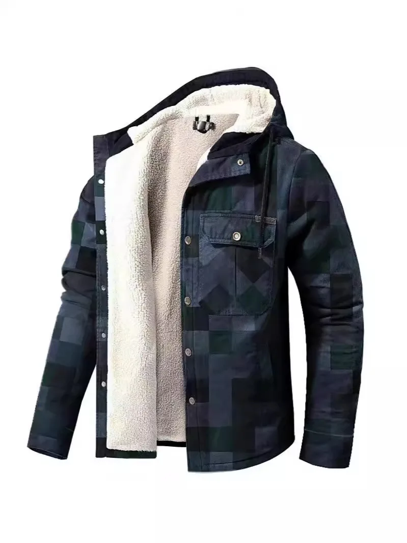 Мужская зимняя теплая куртка-карго с флисовой подкладкой плотное теплое