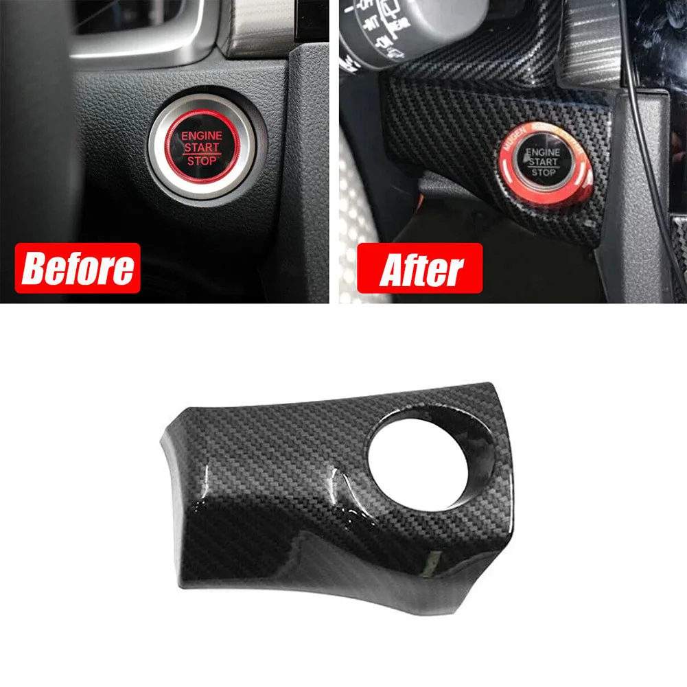 

Cover Trim Start Stop Panel Automobile Interior Carbon Fiber Style Cover Existing Scratches Decorate Your Car Car Accessories