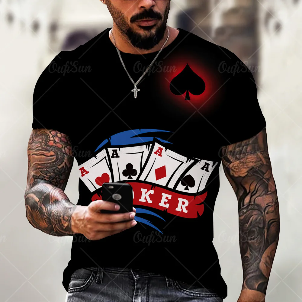 

Men's Street Sports T-shirt Poker Series 3d Printed Short Sleeve Casual T-shirt Summer Top New Fashion Trend