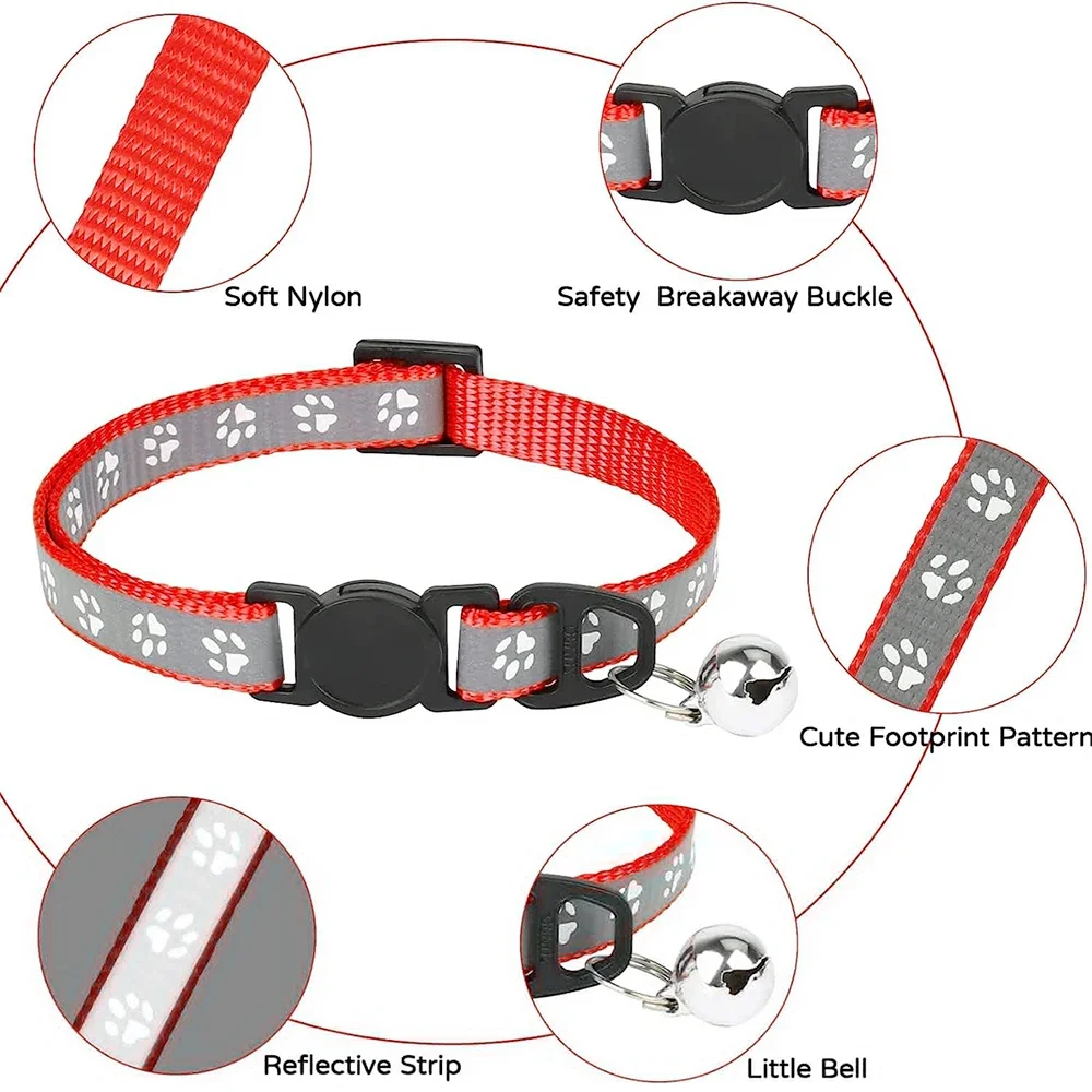 Светоотражающий ошейник для домашних животных с колокольчиком мультяшный след