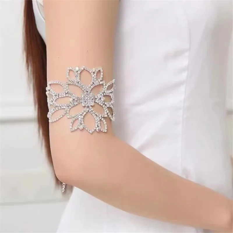 

Fashion shiny AB color crystal arm chain women's flower bride Ankle Chain and bracelet luxury Rhinestone Wedding jewelry wholesa