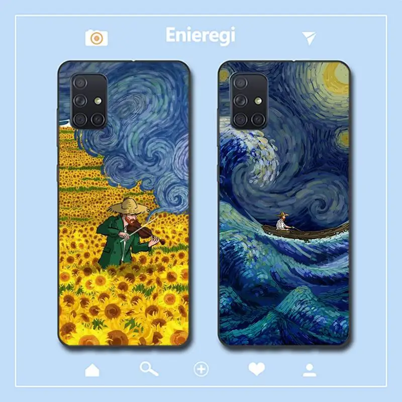 

Cartoon Van Gogh Painting Phone Case for Samsung A51 A30s A52 A71 A12 for Huawei Honor 10i for OPPO vivo Y11 cover