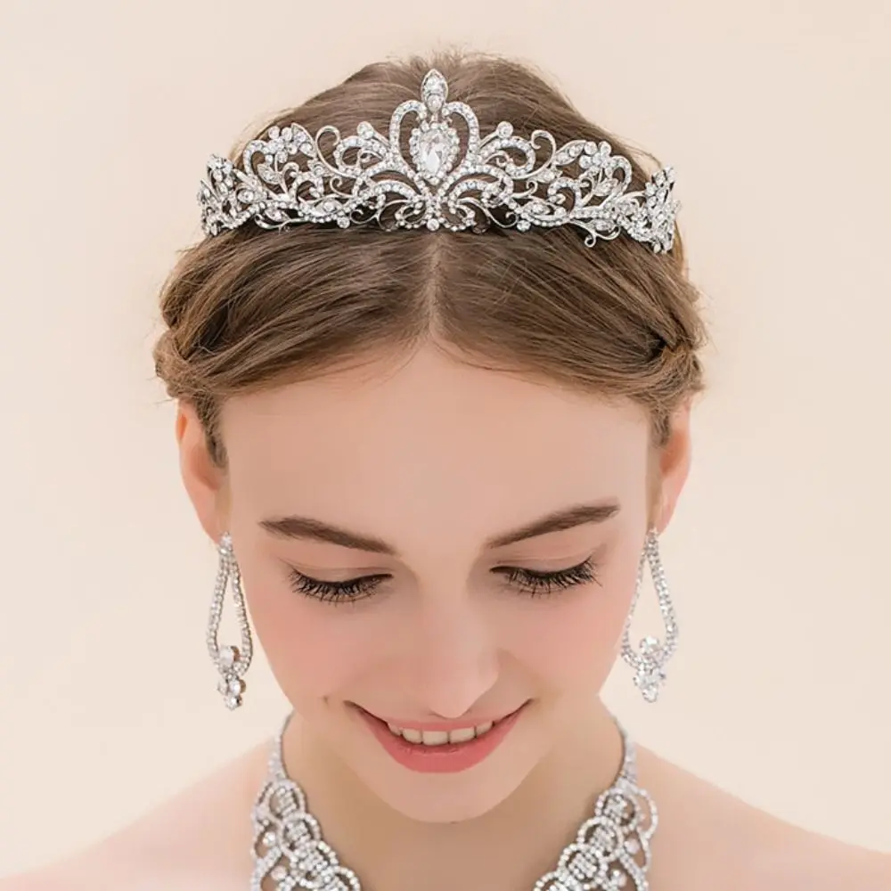 

Свадебные аксессуары для волос на день рождения, искусственная серебряная тиара, корона с гребнями, Хрустальная повязка на голову, принцесса, искусственная Корона