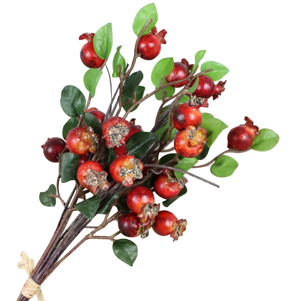 

Artificial Pomegranate Berries Christmas Berry Flower Stems Fake Picks Holly Decor Faux Rosehip Fruit Red Branches Bouquet