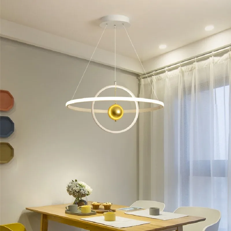 

LED pendant lamp modern Creative personality Nordic Restaurant Modern Living Room Dining Table Ring Bedroom light