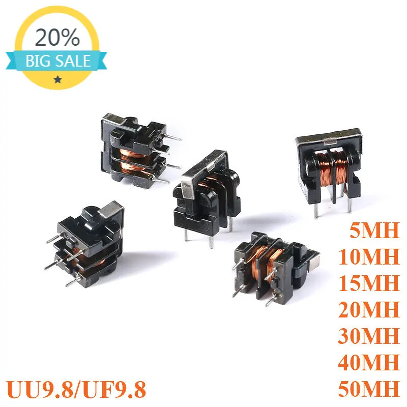 

5PCS UU9.8 UF9.8 Common Mode Choke Inductor 5mH 10mH 15mH 20mH 30mH 40mH 50mH for Filter Inductance Pitch 7*8mm Copper Wire