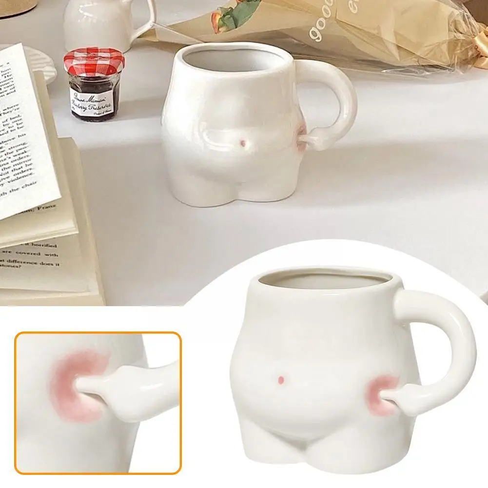 

Funny Milk Mug Kawaii Ceramic Pinch Belly Cup Mug Drinking Coffee Cup For Gift White 300-400ml M0q9