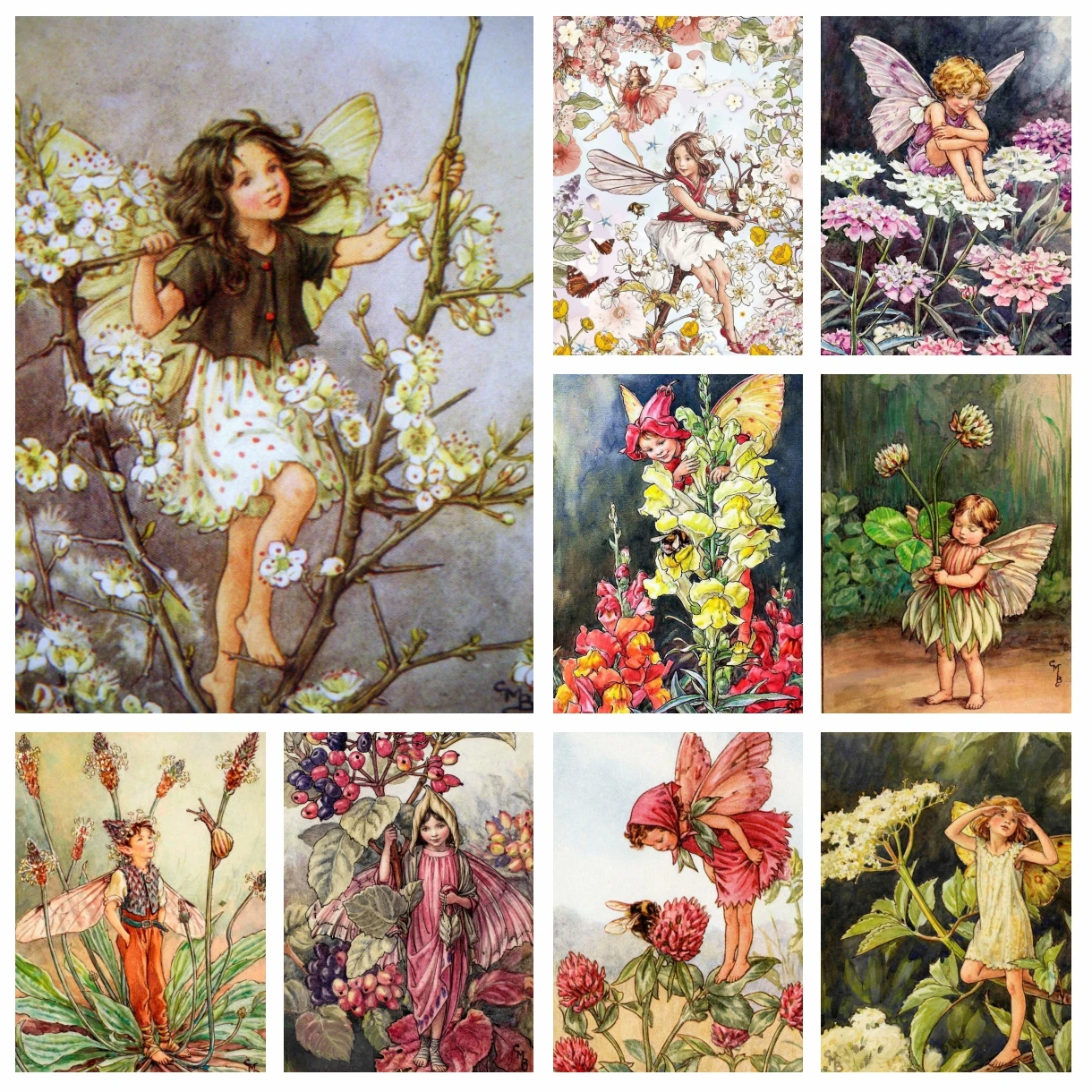 

Diamond Painting Famous Painter Cicely Mary Barker Art Flower Butterfly Fairy Cross Stitch Embroidery Picture Mosaic Home Decor