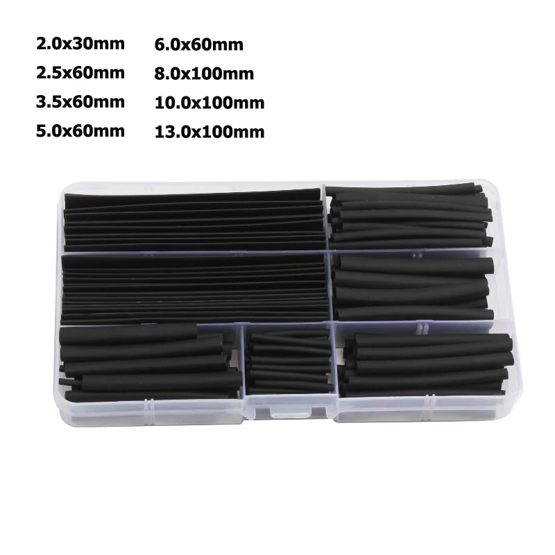 

150pcs Black Plastic Shrinking Assorted Heat Shinkable Tube Kit Wrap Wire Insulated Sleeving Tubing Set