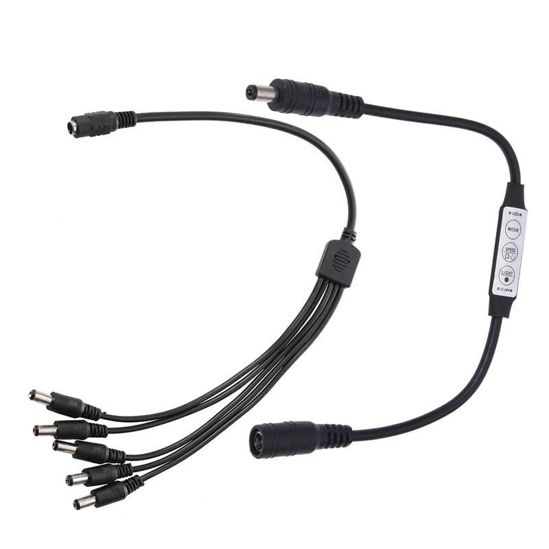 

1Pcs Monochrome Dimmer Brightness Controller 12 - 24V for LED Strips & 1Pcs Splitter Cable Adapter Female / Male for DC12V CCTV