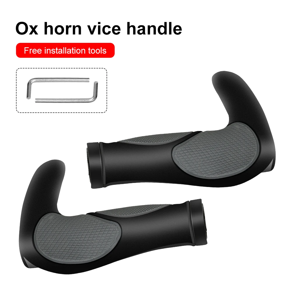 

2pcs Mountain Bike Bicycle Grips Rubber Horn Handlebar Set Bilateral Locking Non-slip Vice Handle Cycling Bicycle Accessories