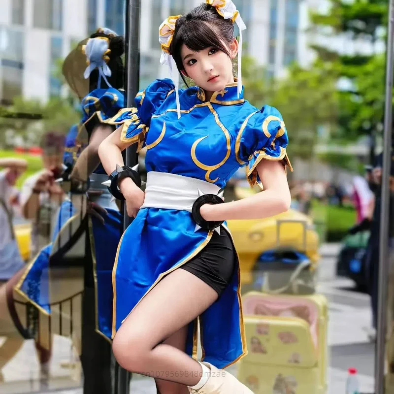 Chunli Косплей Костюм Игровой Персонаж Street Bully Полный Комплект Cheongsam Хэллоуин