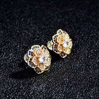 diwenfu 14k gold diamond earring for women aros mujer oreja bizuteria fl diamond gemstone orecchini earring girls females
