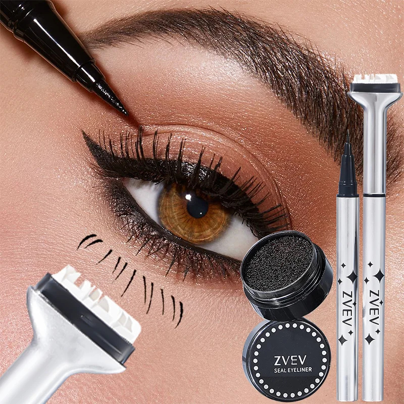 Zvev 2-в-1 Набор Для Ленивого Макияжа Глаз С Линейкой Водонепроницаемая Устойчивая К