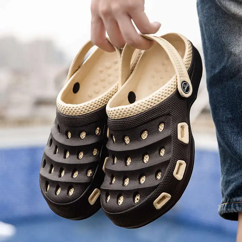 

Replicas Black Sandals Elastic Laces Men's Summer Flip Flops No-Leather Casual Shoes Men Lace Up Loafers Running-Shoes Tennis