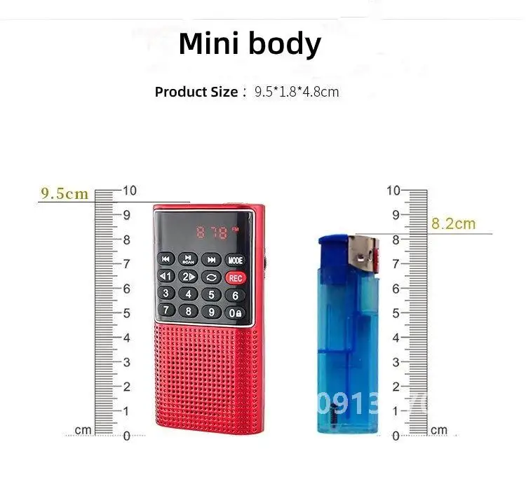 EONKO Super Mini Новое FM-радио L-328 с TF-рекордером перезаряжаемой батареей светодиодным
