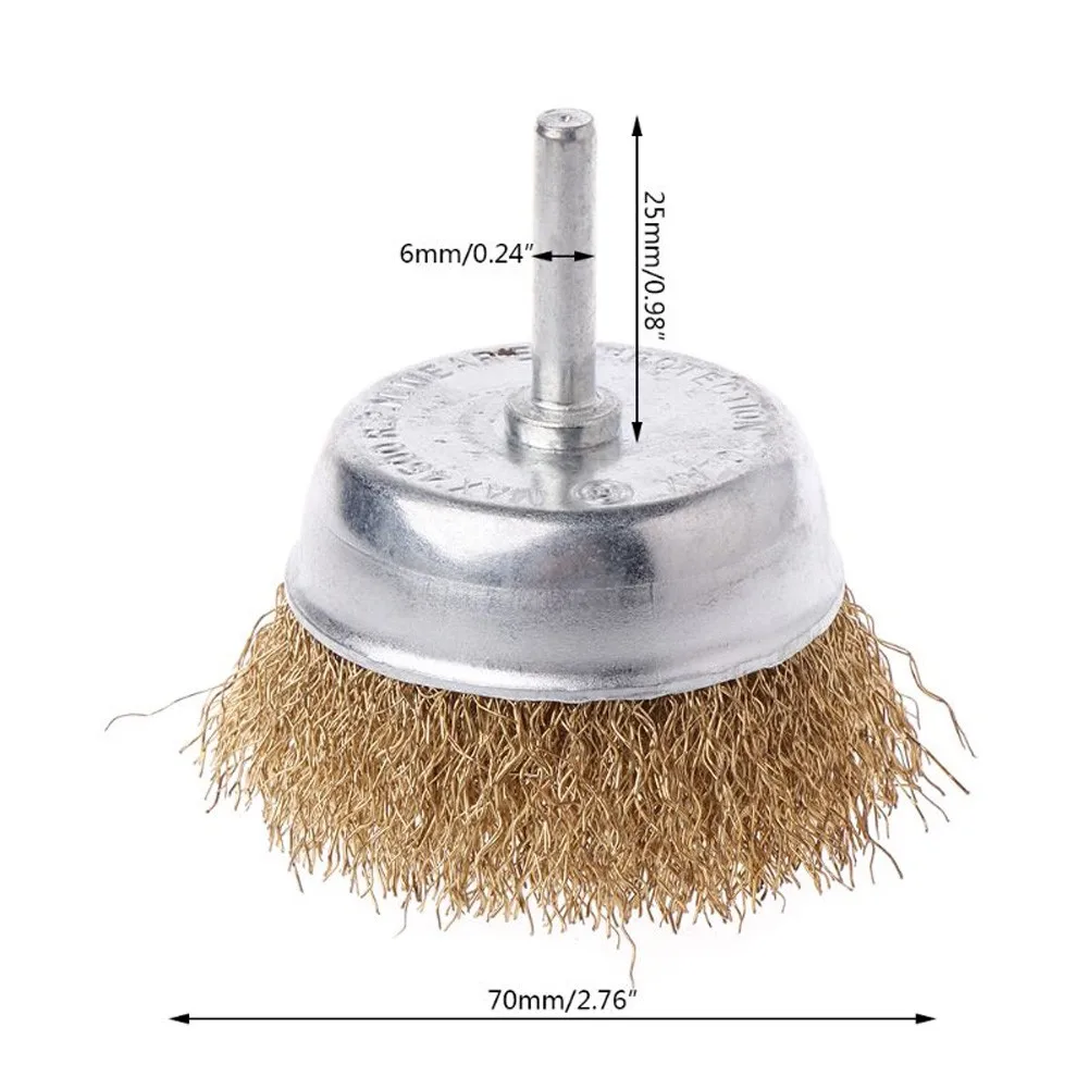 

1Pcs Bowl Wire Brush 6mm Shank Flat Steel Wire Wheel Electric Drill Grinding Mill Polish Wheel Rust Removal Hand Tool 28mm